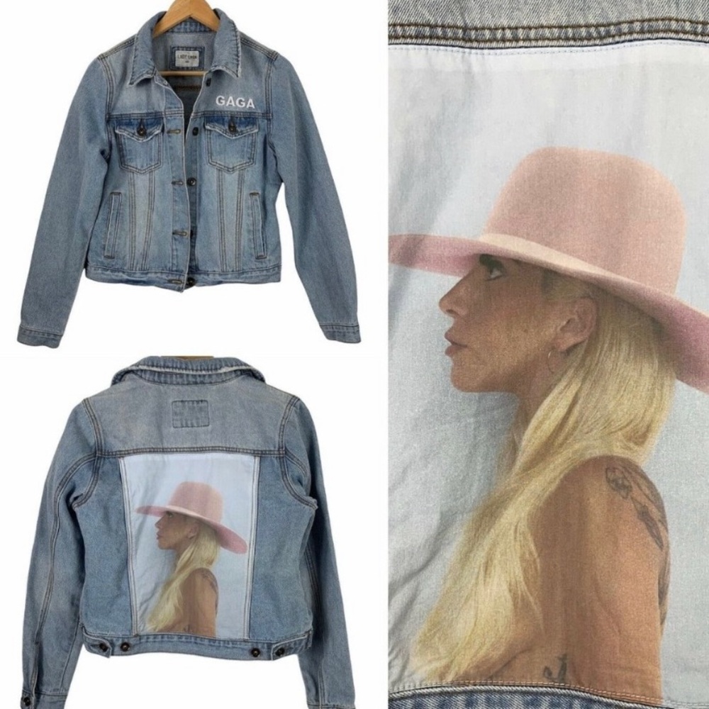 GAGA Women's Blue Jean Jacket with Pink Hat Design